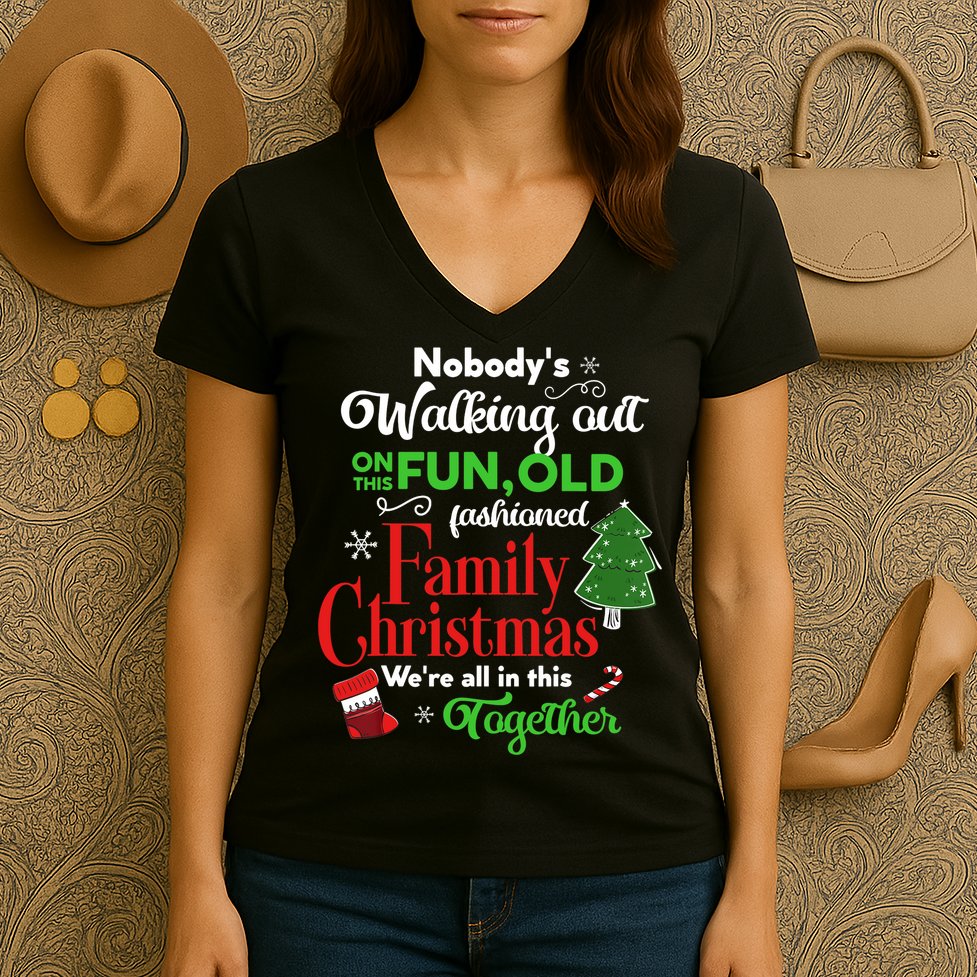 Family Christmas Vacation Pajamas Funny XMAS Ugly Christmas Women's V-Neck T-Shirt