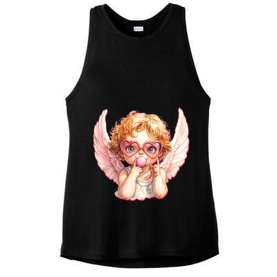 Funny Cute Valentines Day Cupid Bubble Gum Ladies PosiCharge Tri-Blend Wicking Tank