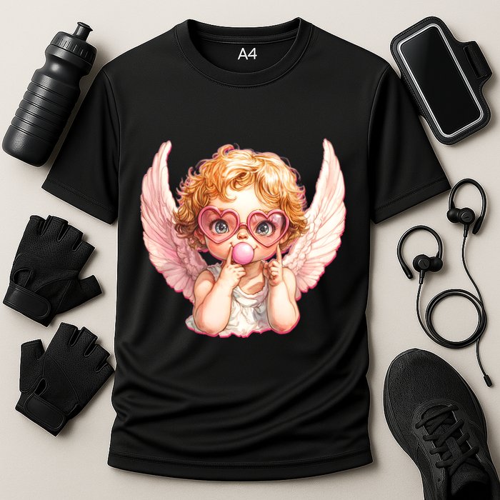 Funny Cute Valentines Day Cupid Bubble Gum Cooling Performance Crew T-Shirt