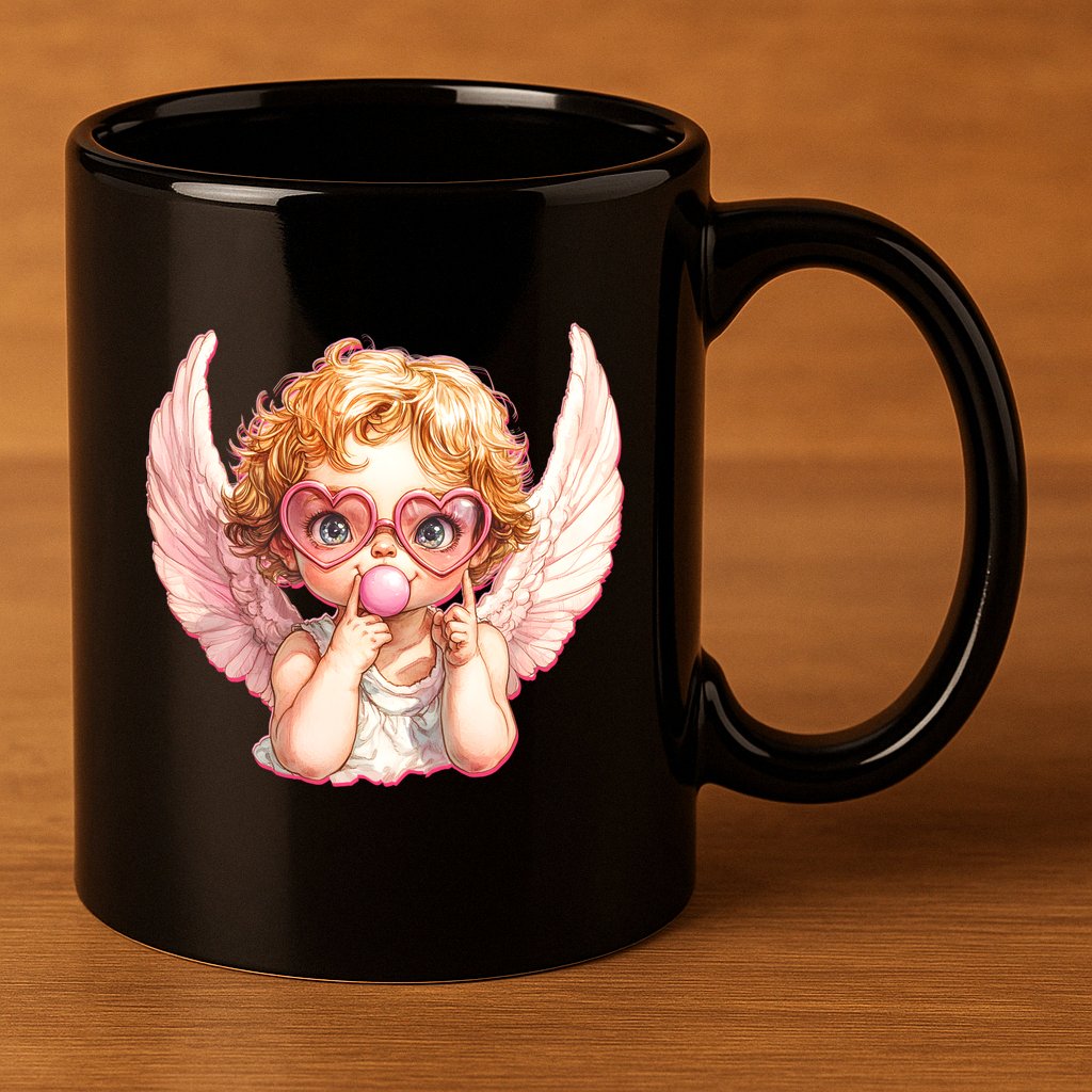 Funny Cute Valentines Day Cupid Bubble Gum 11oz C Handle Ceramic Mug