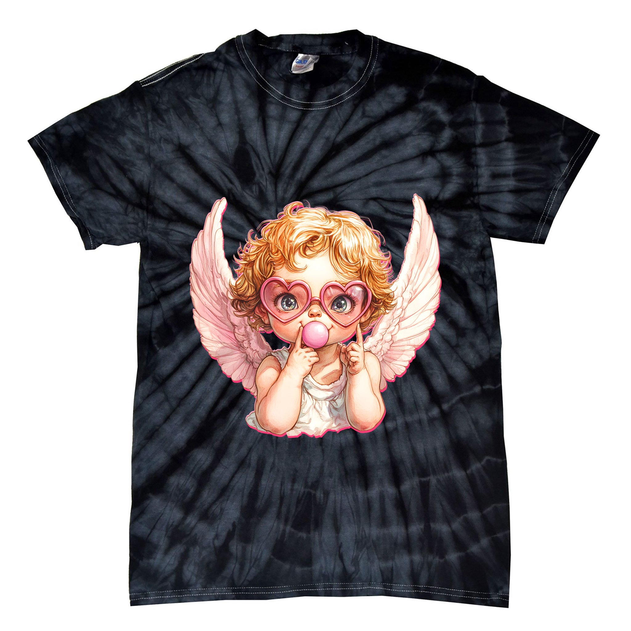 Funny Cute Valentines Day Cupid Bubble Gum Tie-Dye T-Shirt