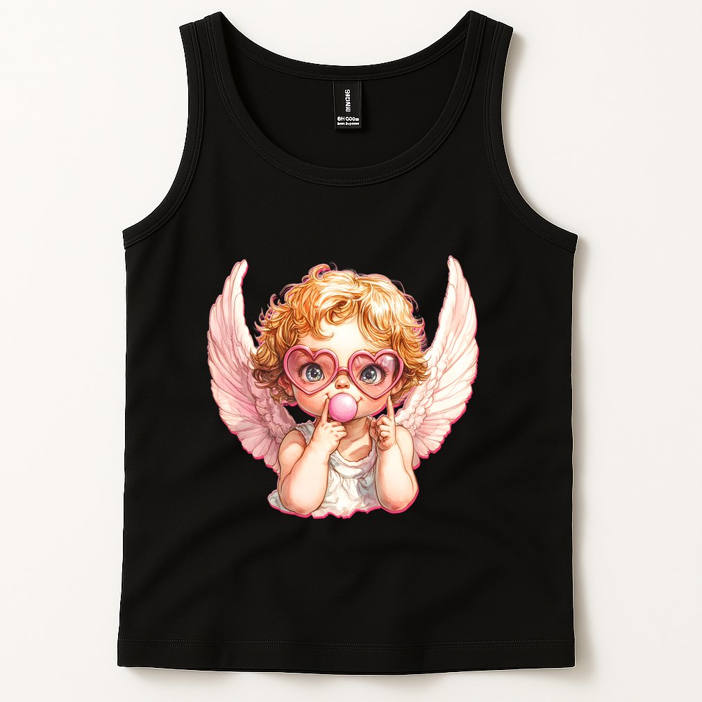 Funny Cute Valentines Day Cupid Bubble Gum Tank Top