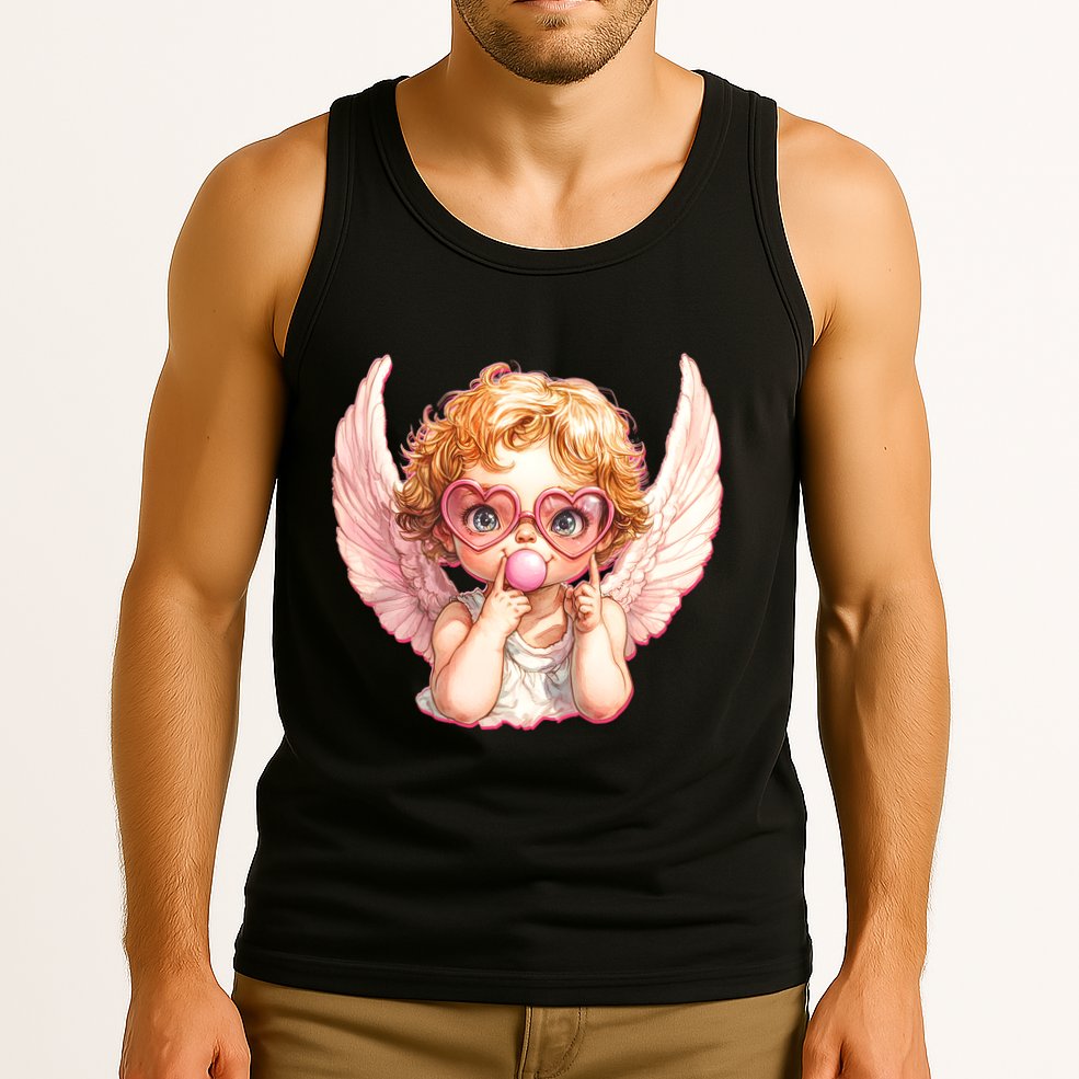 Funny Cute Valentines Day Cupid Bubble Gum Tank Top