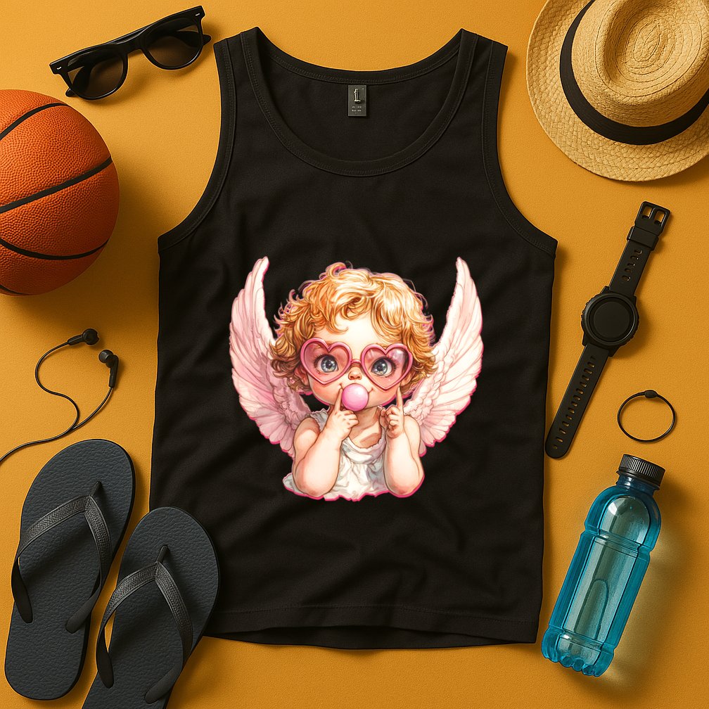 Funny Cute Valentines Day Cupid Bubble Gum Tank Top