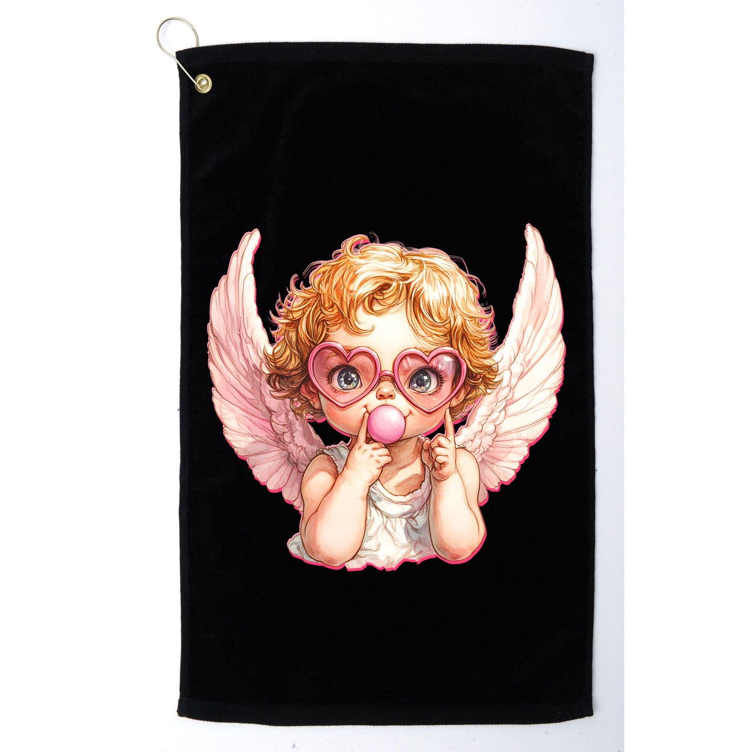 Funny Cute Valentines Day Cupid Bubble Gum Golf Towel