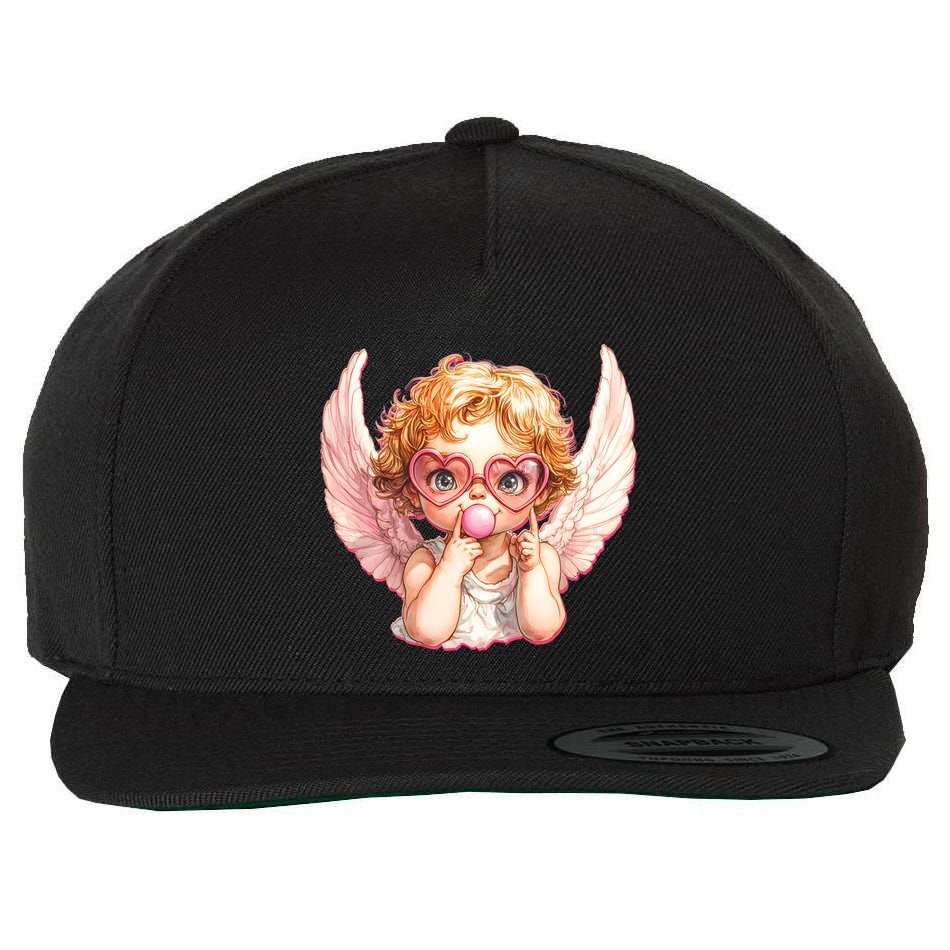 Funny Cute Valentines Day Cupid Bubble Gum Wool Snapback Cap