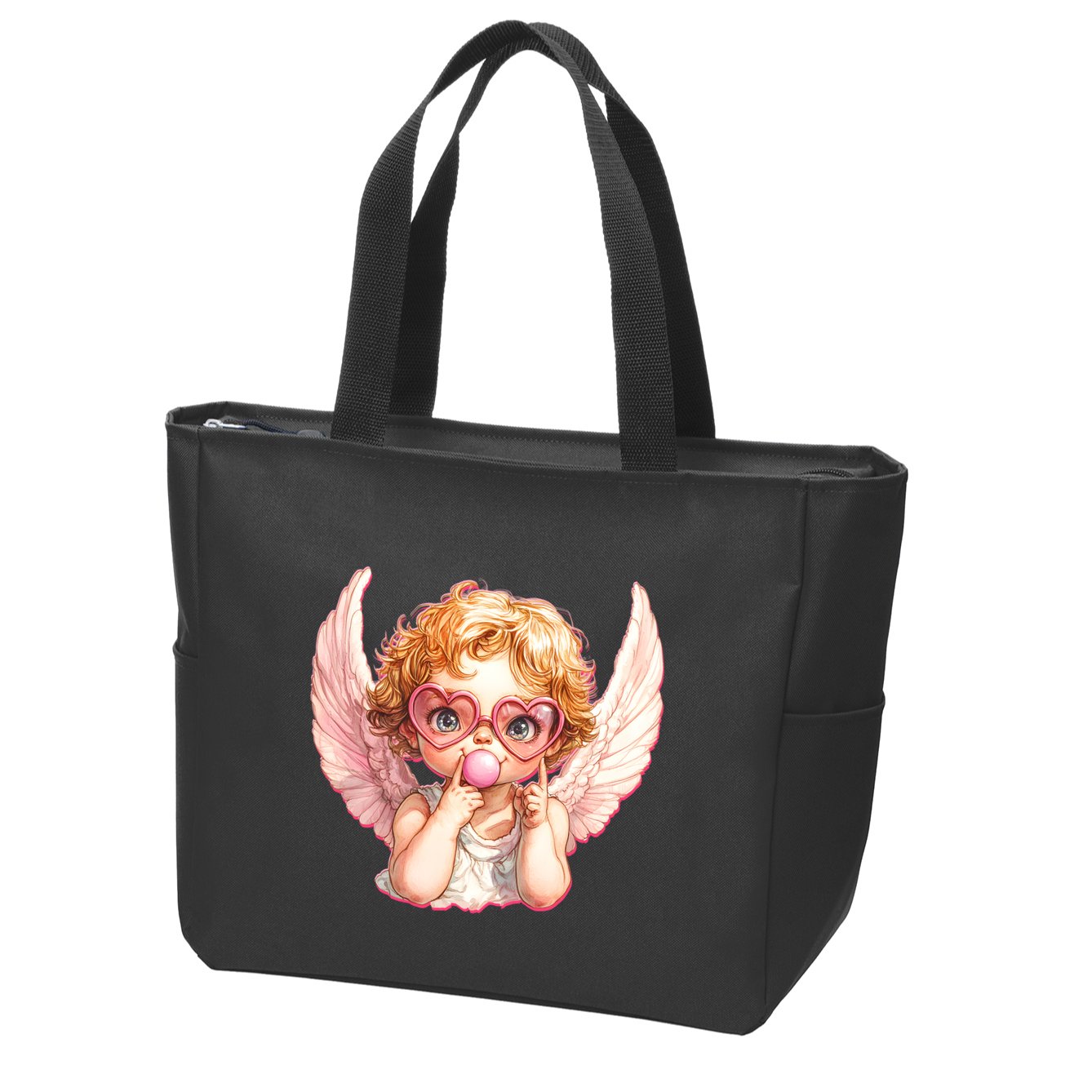 Funny Cute Valentines Day Cupid Bubble Gum Zip Tote Bag