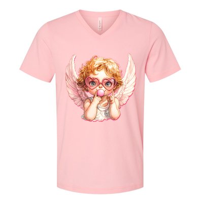 Funny Cute Valentines Day Cupid Bubble Gum V-Neck T-Shirt
