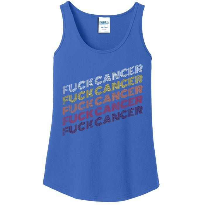 Fuck Cancer Vintage Retro Breast Cancer Awareness Gift Cool Gift Ladies Essential Tank