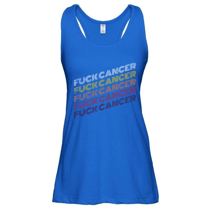 Fuck Cancer Vintage Retro Breast Cancer Awareness Gift Cool Gift Ladies Essential Flowy Tank