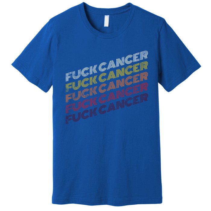 Fuck Cancer Vintage Retro Breast Cancer Awareness Gift Cool Gift Premium T-Shirt