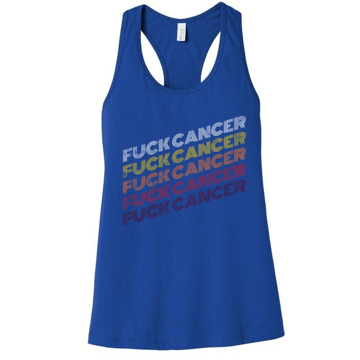 Fuck Cancer Vintage Retro Breast Cancer Awareness Gift Cool Gift Women's Racerback Tank