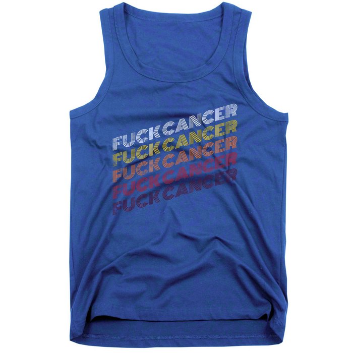 Fuck Cancer Vintage Retro Breast Cancer Awareness Gift Cool Gift Tank Top