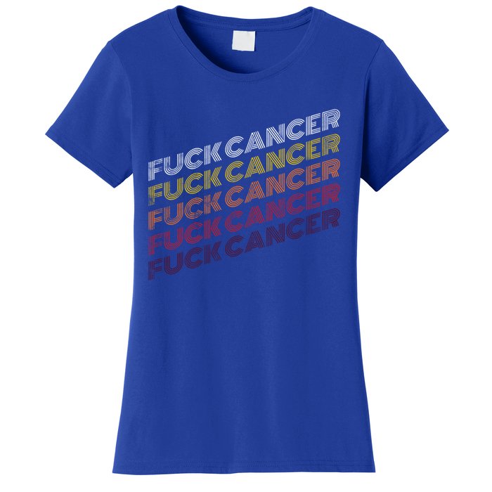 Fuck Cancer Vintage Retro Breast Cancer Awareness Gift Cool Gift Women's T-Shirt