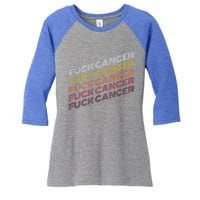 Fuck Cancer Vintage Retro Breast Cancer Awareness Gift Cool Gift Women's Tri-Blend 3/4-Sleeve Raglan Shirt