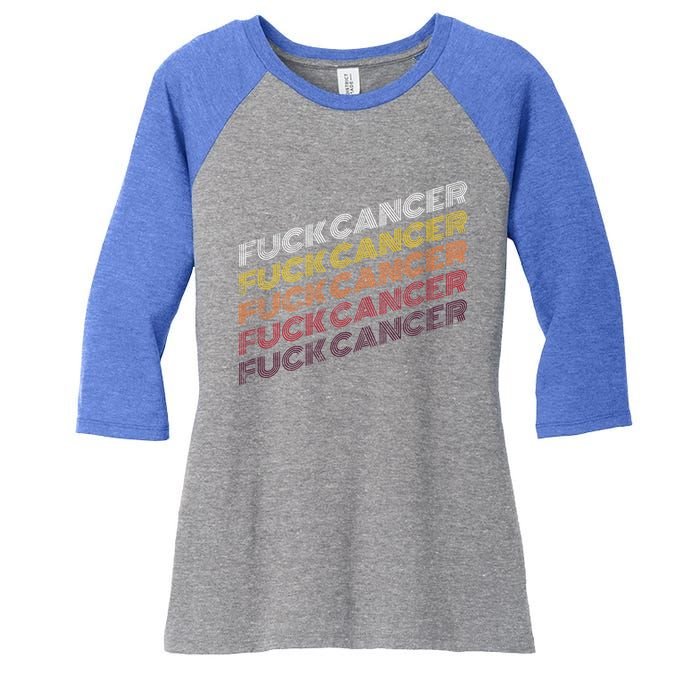 Fuck Cancer Vintage Retro Breast Cancer Awareness Gift Cool Gift Women's Tri-Blend 3/4-Sleeve Raglan Shirt