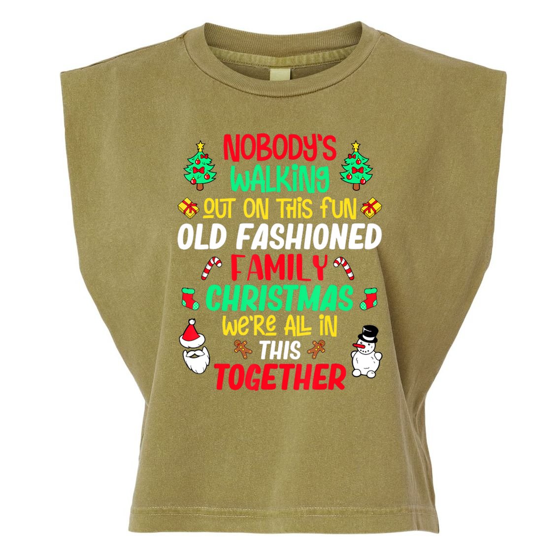 Family Christmas Vacation Pajamas Xmas Ugly Christmas Garment-Dyed Women's Muscle Tee