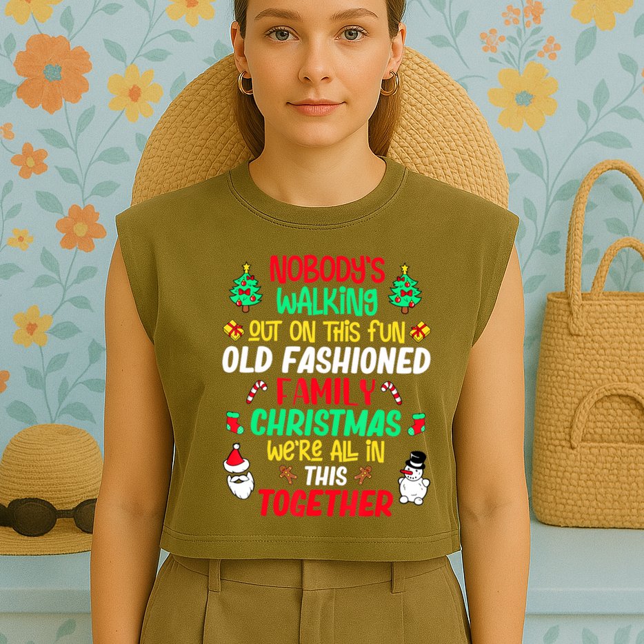 Family Christmas Vacation Pajamas Xmas Ugly Christmas Garment-Dyed Women's Muscle Tee
