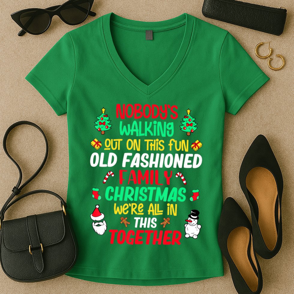 Family Christmas Vacation Pajamas Xmas Ugly Christmas Women's V-Neck T-Shirt