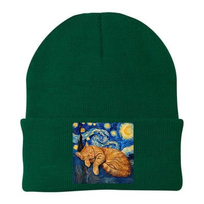 Funny Cat Van Gogh Starry Night Knit Cap Winter Beanie