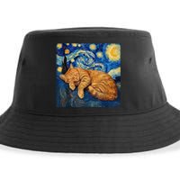 Funny Cat Van Gogh Starry Night Sustainable Bucket Hat