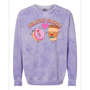 Funny Cute Valentines Day Perfect Couple Donut And Coffee Colorblast Crewneck Sweatshirt