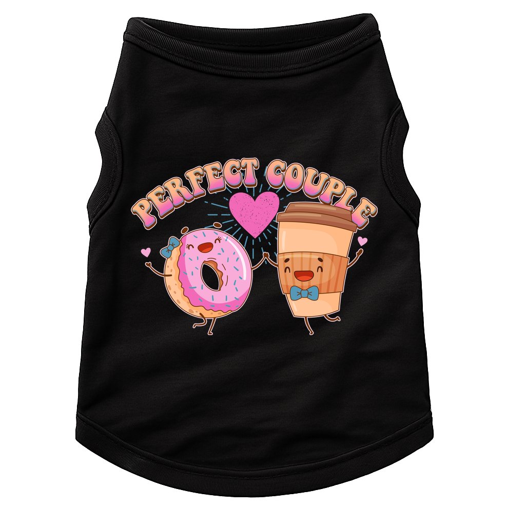 Funny Cute Valentines Day Perfect Couple Donut And Coffee Doggie Tank