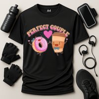 Funny Cute Valentines Day Perfect Couple Donut And Coffee Performance Shirt