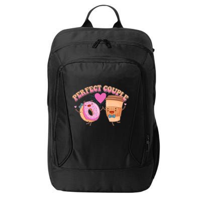 Funny Cute Valentines Day Perfect Couple Donut And Coffee City Backpack