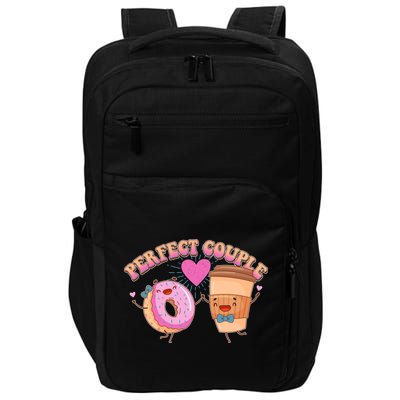 Funny Cute Valentines Day Perfect Couple Donut And Coffee Impact Tech Backpack