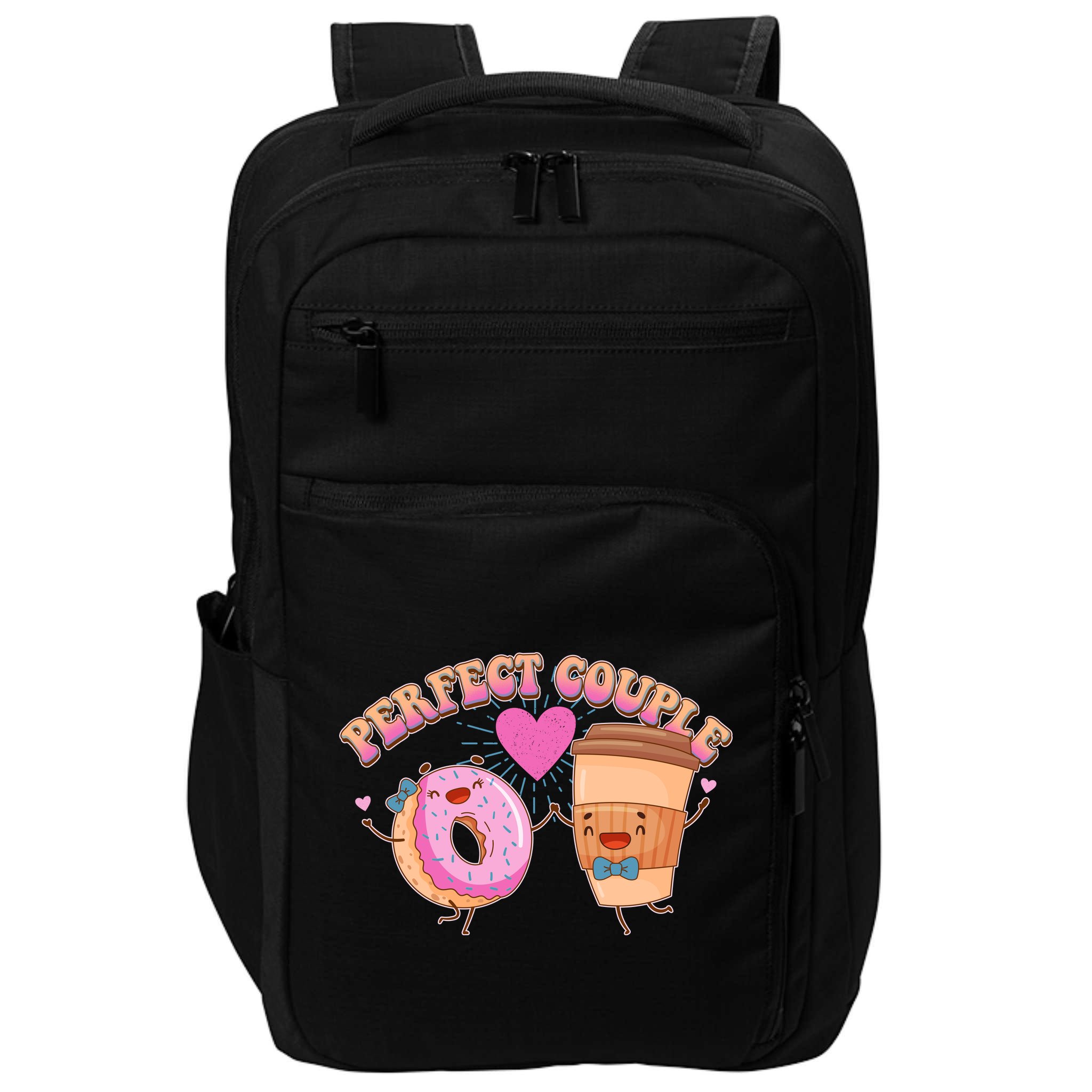 Funny Cute Valentines Day Perfect Couple Donut And Coffee Impact Tech Backpack