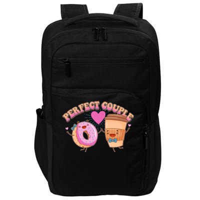 Funny Cute Valentines Day Perfect Couple Donut And Coffee Impact Tech Backpack