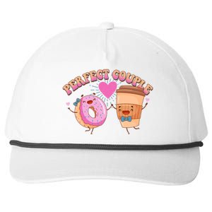 Funny Cute Valentines Day Perfect Couple Donut And Coffee Snapback Five-Panel Rope Hat