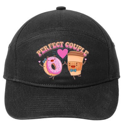 Funny Cute Valentines Day Perfect Couple Donut And Coffee 7-Panel Snapback Hat