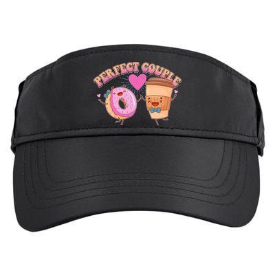 Funny Cute Valentines Day Perfect Couple Donut And Coffee Adult Drive Performance Visor