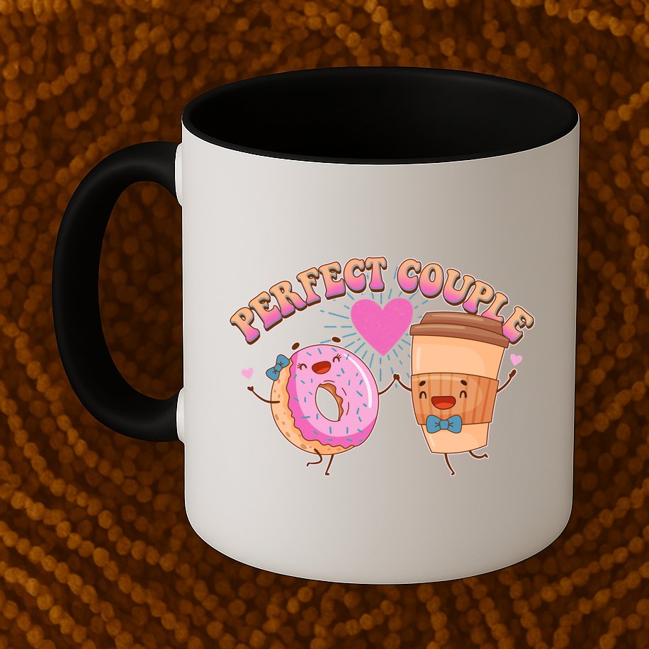Funny Cute Valentines Day Perfect Couple Donut And Coffee Mug