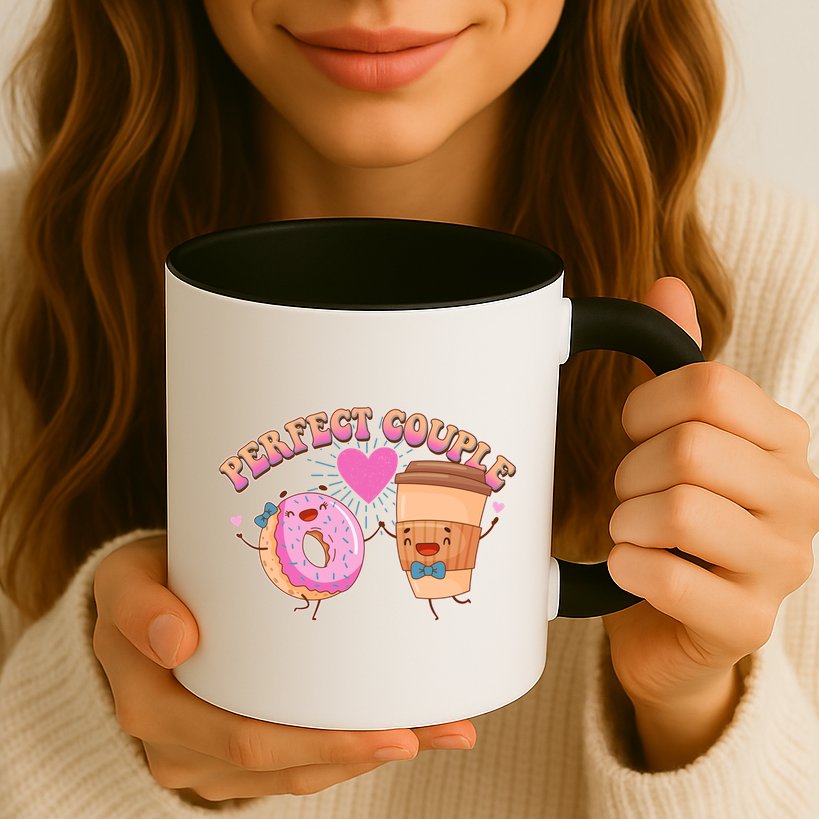 Funny Cute Valentines Day Perfect Couple Donut And Coffee Mug