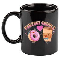 Funny Cute Valentines Day Perfect Couple Donut And Coffee 11oz C Handle Ceramic Mug