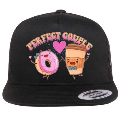 Funny Cute Valentines Day Perfect Couple Donut And Coffee Flatbill Hat