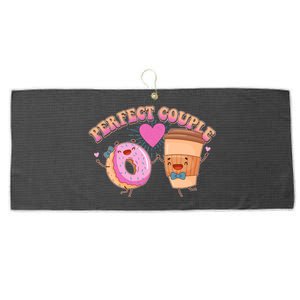 Funny Cute Valentines Day Perfect Couple Donut And Coffee Large Microfiber Waffle Golf Towel