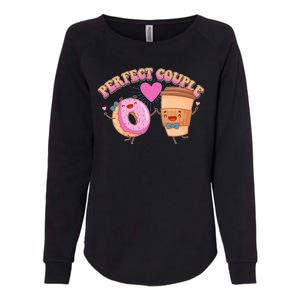 Funny Cute Valentines Day Perfect Couple Donut And Coffee Womens California Wash Sweatshirt