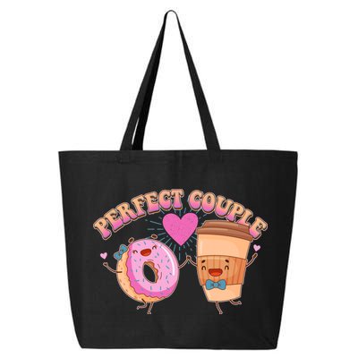 Funny Cute Valentines Day Perfect Couple Donut And Coffee 25L Jumbo Tote