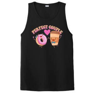 Funny Cute Valentines Day Perfect Couple Donut And Coffee PosiCharge Competitor Tank