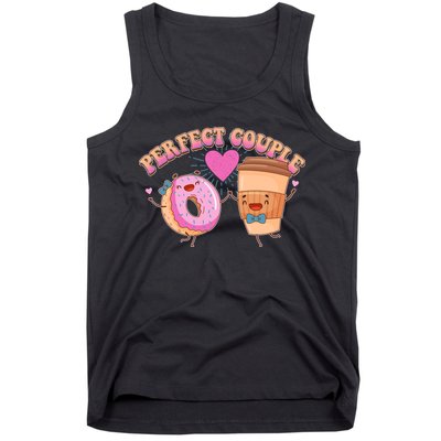 Funny Cute Valentines Day Perfect Couple Donut And Coffee Tank Top
