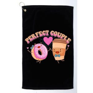 Funny Cute Valentines Day Perfect Couple Donut And Coffee Platinum Collection Golf Towel