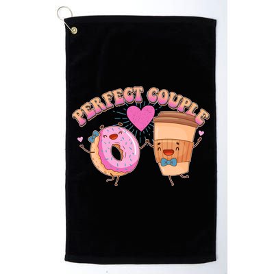 Funny Cute Valentines Day Perfect Couple Donut And Coffee Golf Towel
