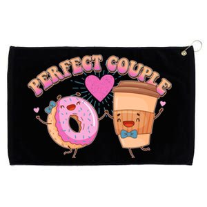 Funny Cute Valentines Day Perfect Couple Donut And Coffee Grommeted Golf Towel