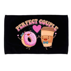 Funny Cute Valentines Day Perfect Couple Donut And Coffee Microfiber Hand Towel