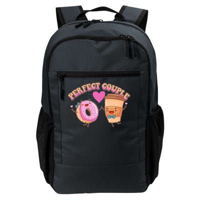 Funny Cute Valentines Day Perfect Couple Donut And Coffee Daily Commute Backpack