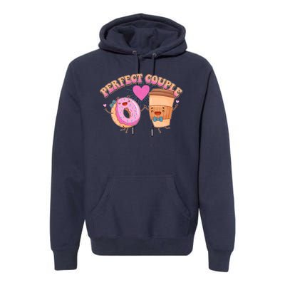 Funny Cute Valentines Day Perfect Couple Donut And Coffee Premium Hoodie